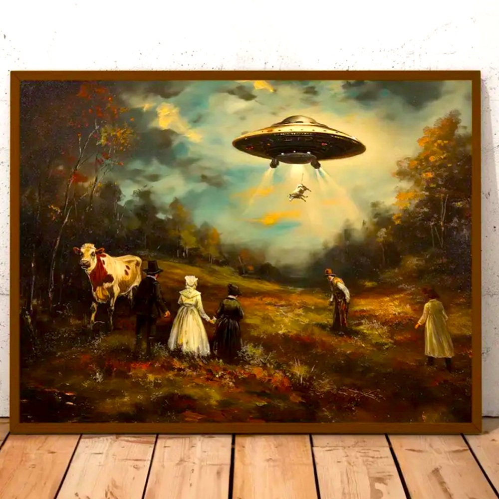 "Close Encounter of the Udder Kind" Canvas Print - Funny Sci-Fi Wall Art